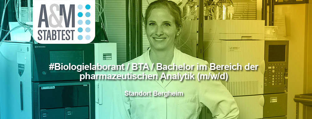 Header-Bild Stellenanzeige - Biologielaborant / BTA / Bachelor im Bereich der pharmazeutischen Analytik (m/w/d)