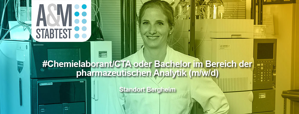 Header-Bild Stellenanzeige - Chemielaborant/CTA oder Bachelor im Bereich der pharmazeutischen Analytik (m/w/d)